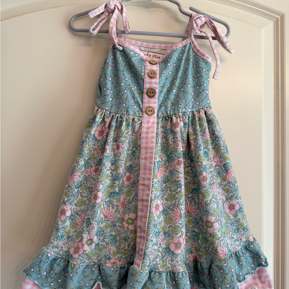 Lily Rose Blue Floral Kids Dress